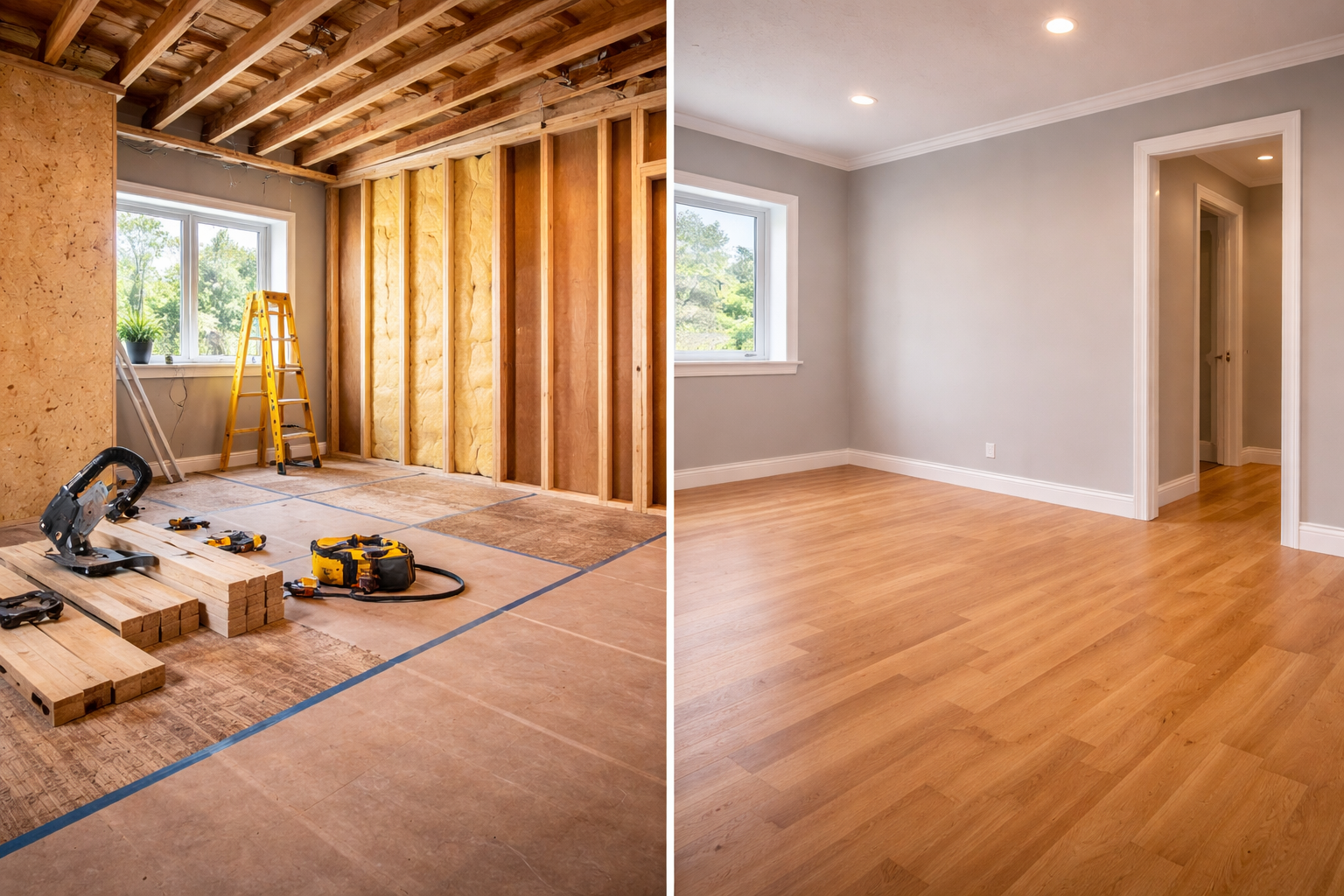 Before and after renovation Groningen — full home transformation by Farwood Carpentry